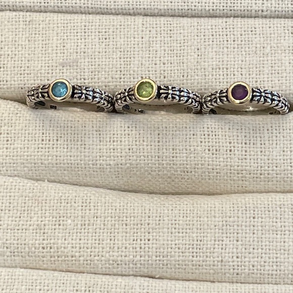 Sterling silver and 14kt gold stack ring set - Picture 4 of 6